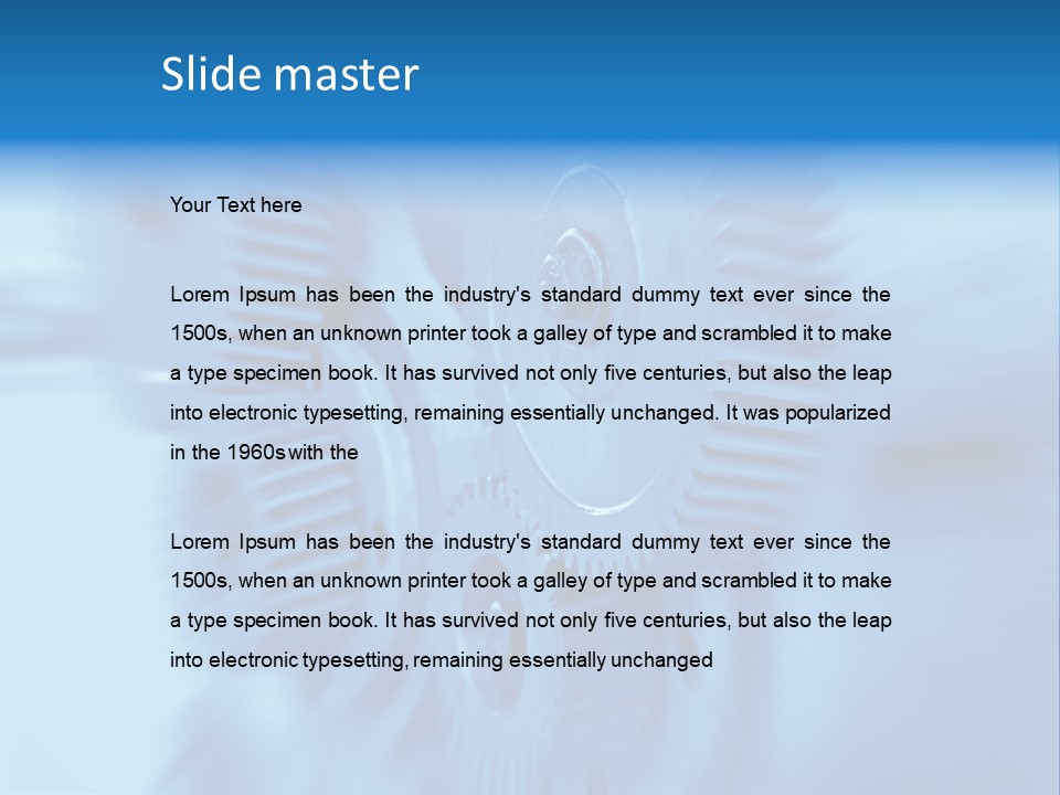 A Blue Gears Powerpoint Presentation Is Shown PowerPoint Template