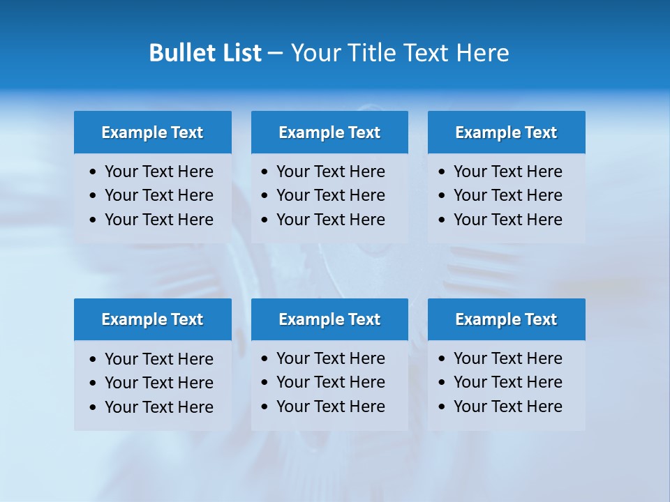 A Blue Gears Powerpoint Presentation Is Shown PowerPoint Template