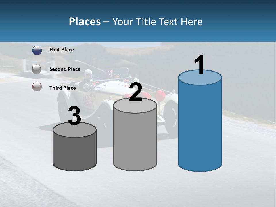 A Vintage Car Driving Down A Road With A Sky Background PowerPoint Template