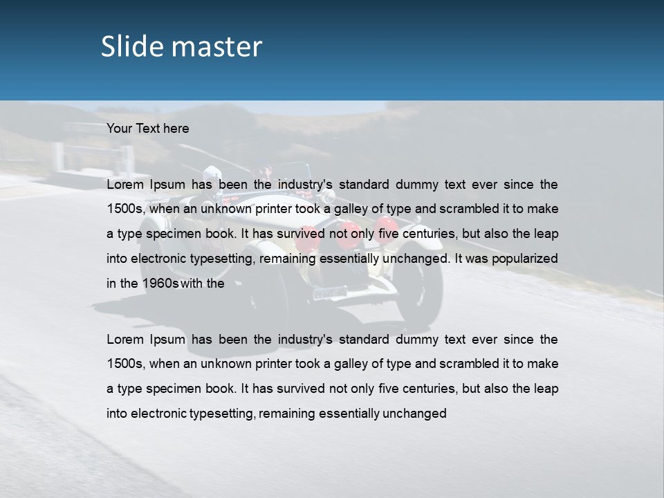 A Vintage Car Driving Down A Road With A Sky Background PowerPoint Template