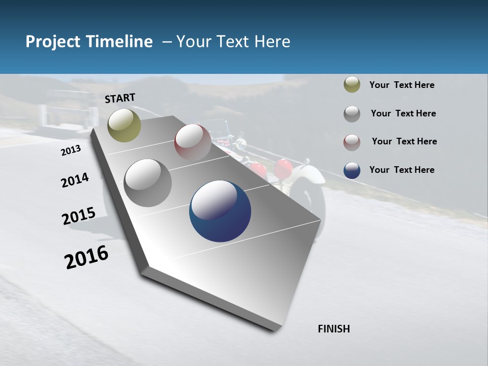 A Vintage Car Driving Down A Road With A Sky Background PowerPoint Template