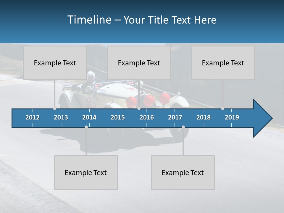 A Vintage Car Driving Down A Road With A Sky Background PowerPoint Template