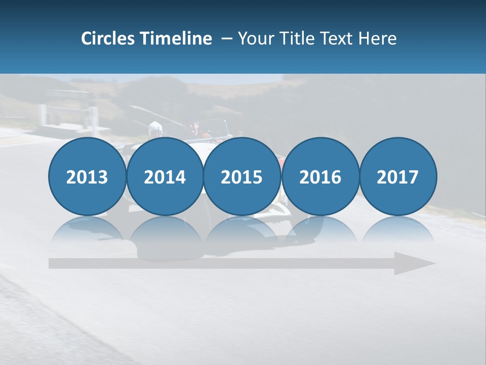 A Vintage Car Driving Down A Road With A Sky Background PowerPoint Template