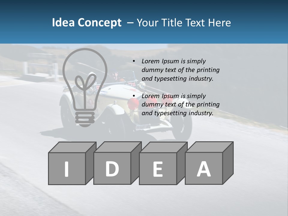 A Vintage Car Driving Down A Road With A Sky Background PowerPoint Template