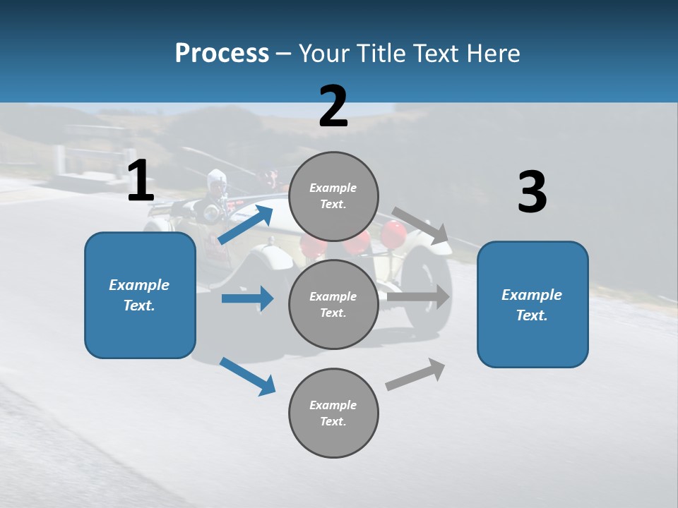 A Vintage Car Driving Down A Road With A Sky Background PowerPoint Template