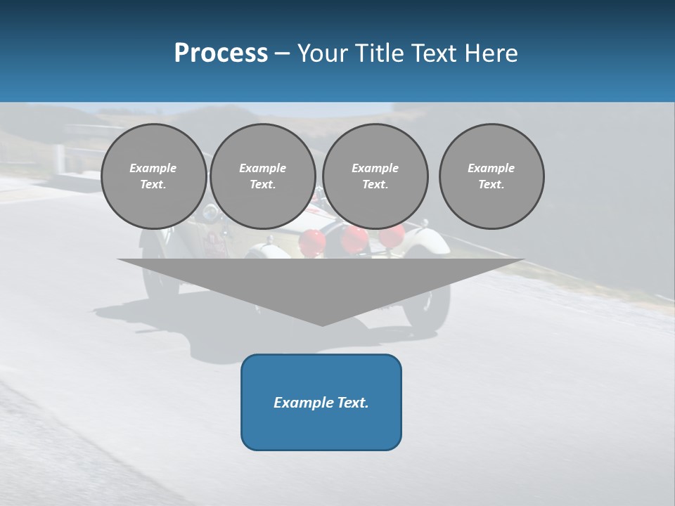 A Vintage Car Driving Down A Road With A Sky Background PowerPoint Template