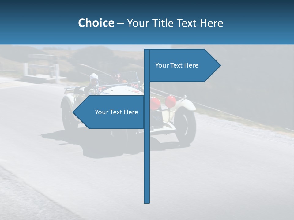 A Vintage Car Driving Down A Road With A Sky Background PowerPoint Template