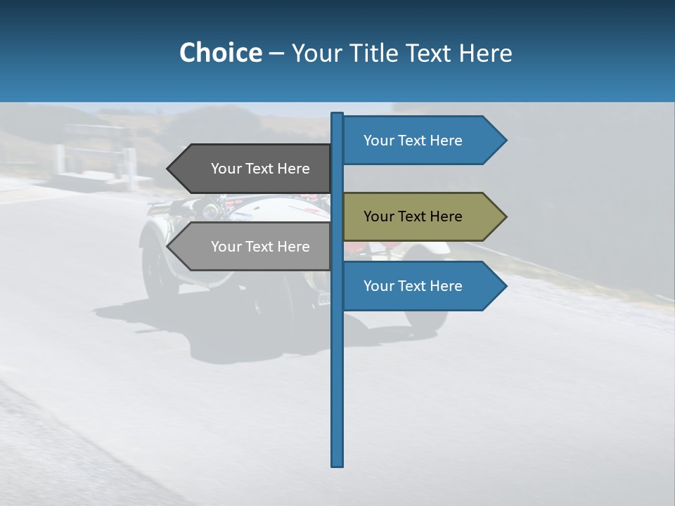 A Vintage Car Driving Down A Road With A Sky Background PowerPoint Template