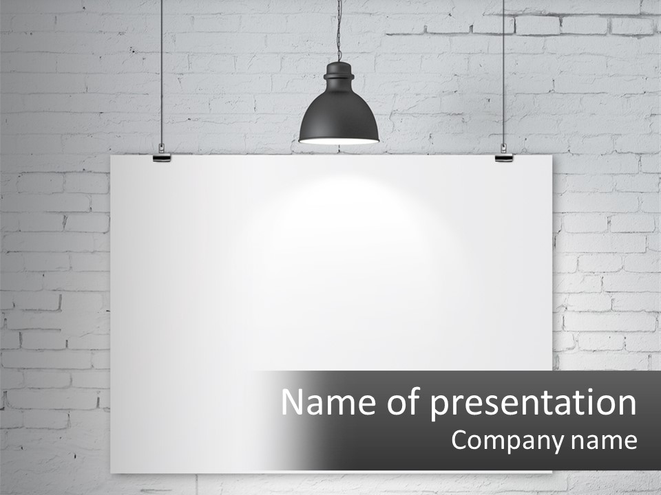 A White Sign Hanging From A Brick Wall PowerPoint Template