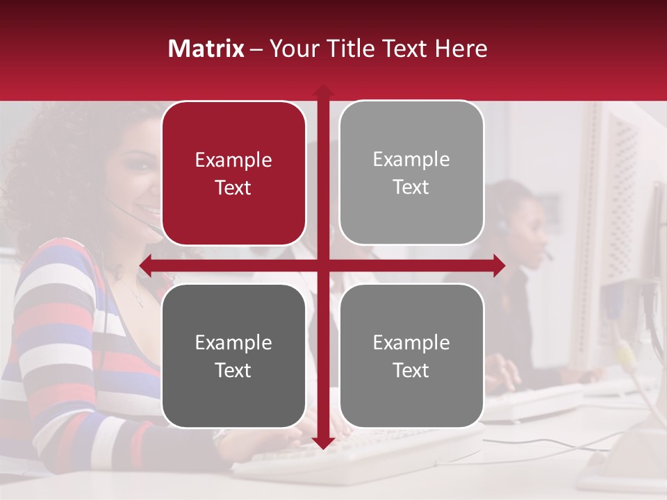 A Woman Sitting In Front Of A Computer With A Headset On PowerPoint Template