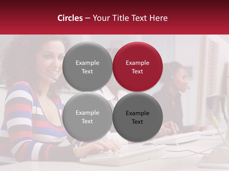 A Woman Sitting In Front Of A Computer With A Headset On PowerPoint Template