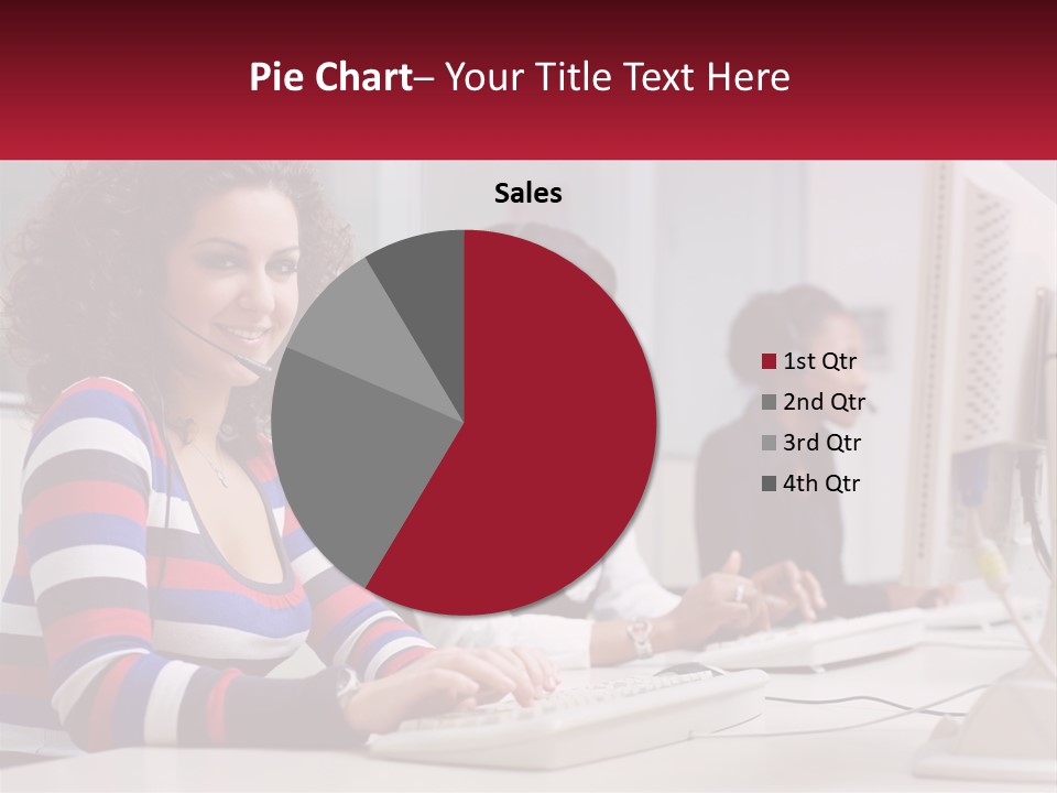 A Woman Sitting In Front Of A Computer With A Headset On PowerPoint Template