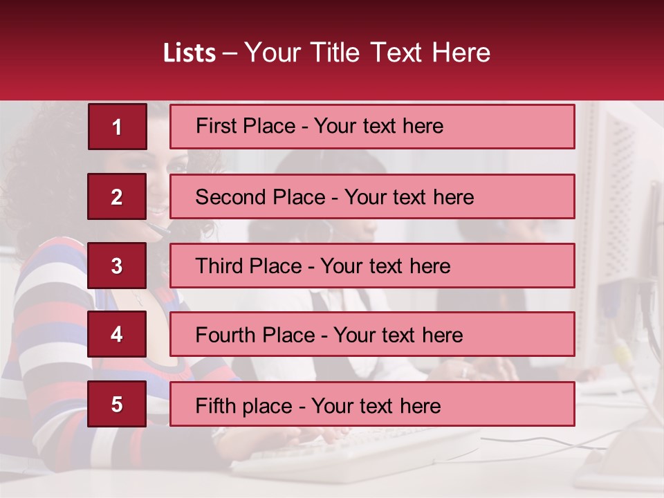 A Woman Sitting In Front Of A Computer With A Headset On PowerPoint Template