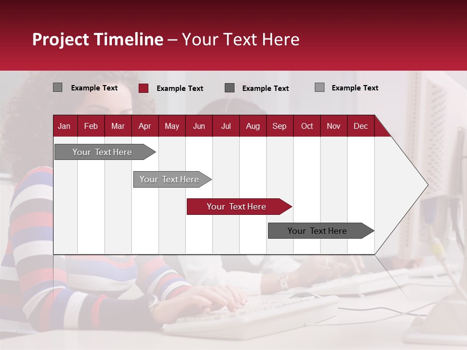 A Woman Sitting In Front Of A Computer With A Headset On PowerPoint Template