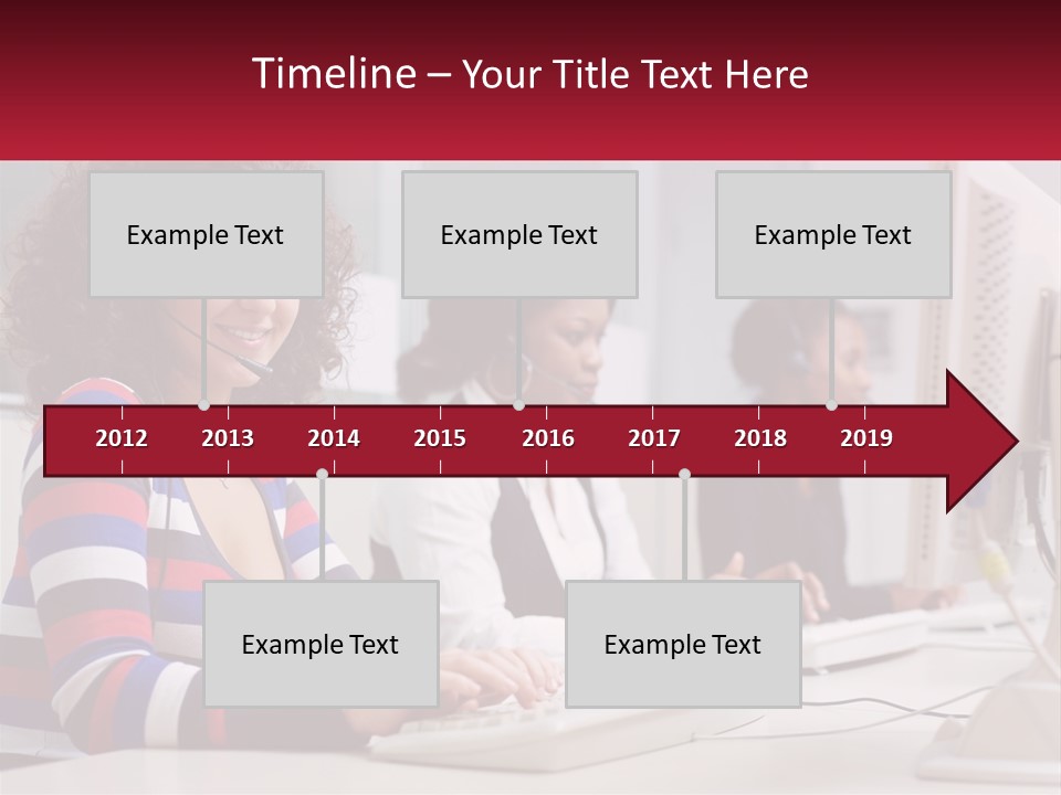 A Woman Sitting In Front Of A Computer With A Headset On PowerPoint Template
