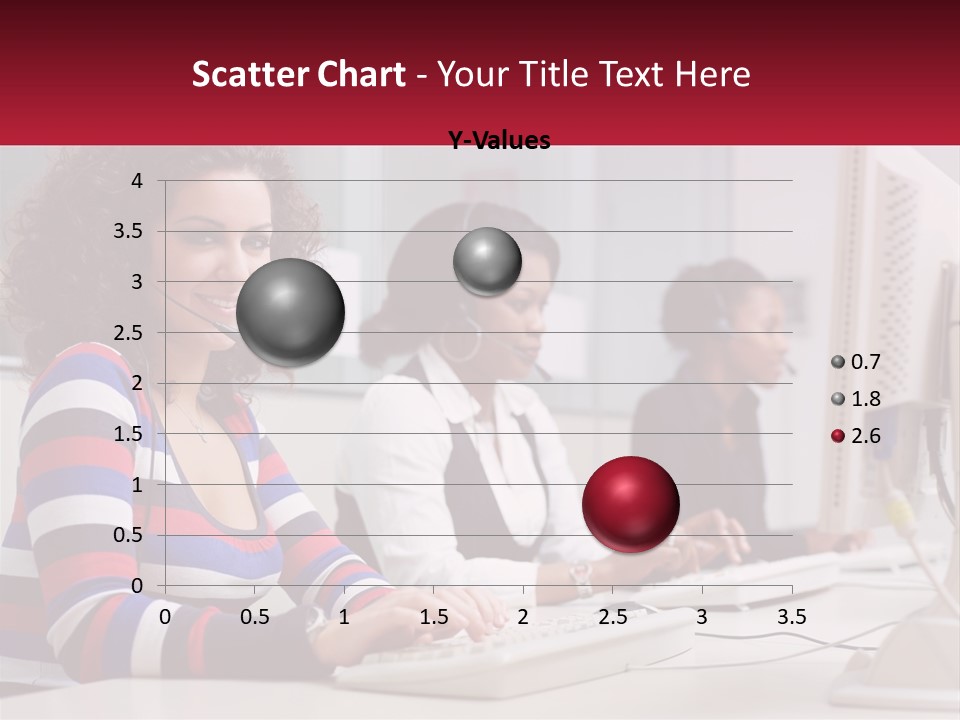 A Woman Sitting In Front Of A Computer With A Headset On PowerPoint Template