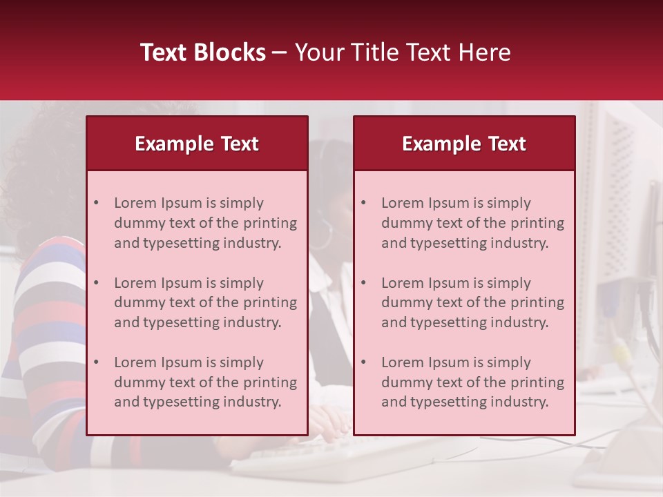 A Woman Sitting In Front Of A Computer With A Headset On PowerPoint Template