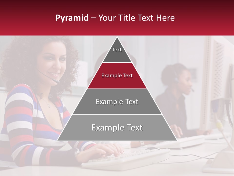 A Woman Sitting In Front Of A Computer With A Headset On PowerPoint Template