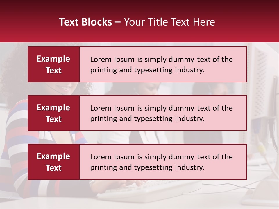 A Woman Sitting In Front Of A Computer With A Headset On PowerPoint Template