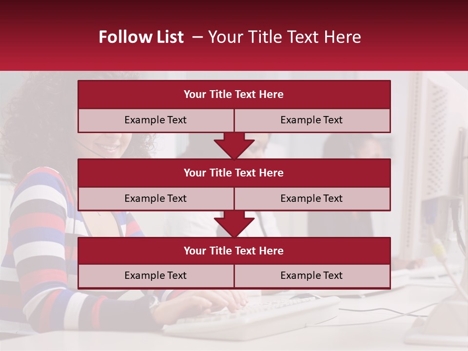 A Woman Sitting In Front Of A Computer With A Headset On PowerPoint Template