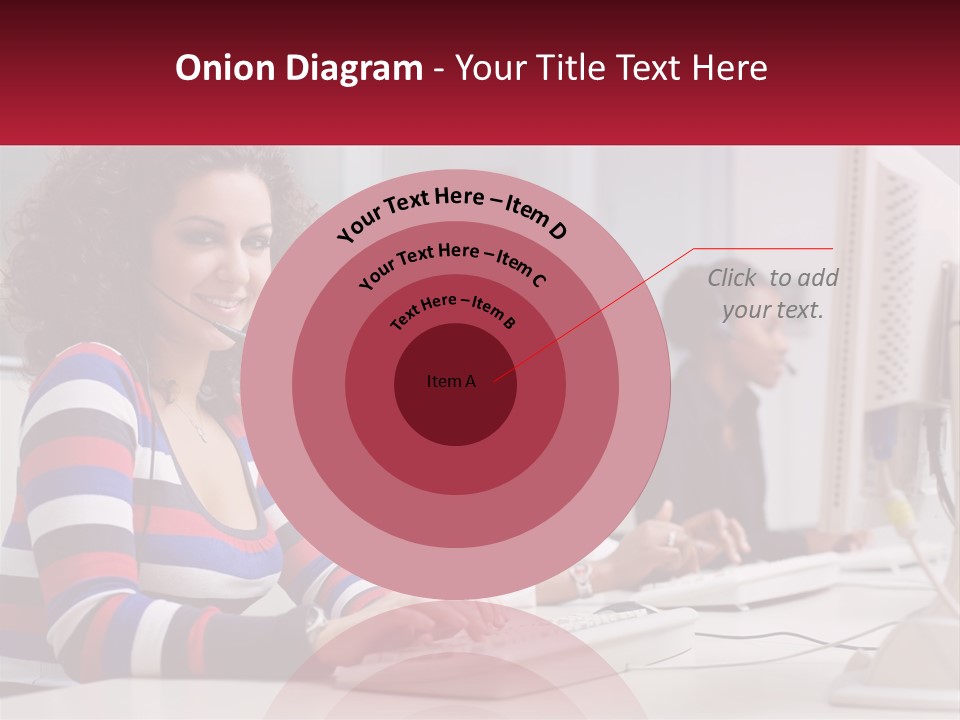 A Woman Sitting In Front Of A Computer With A Headset On PowerPoint Template