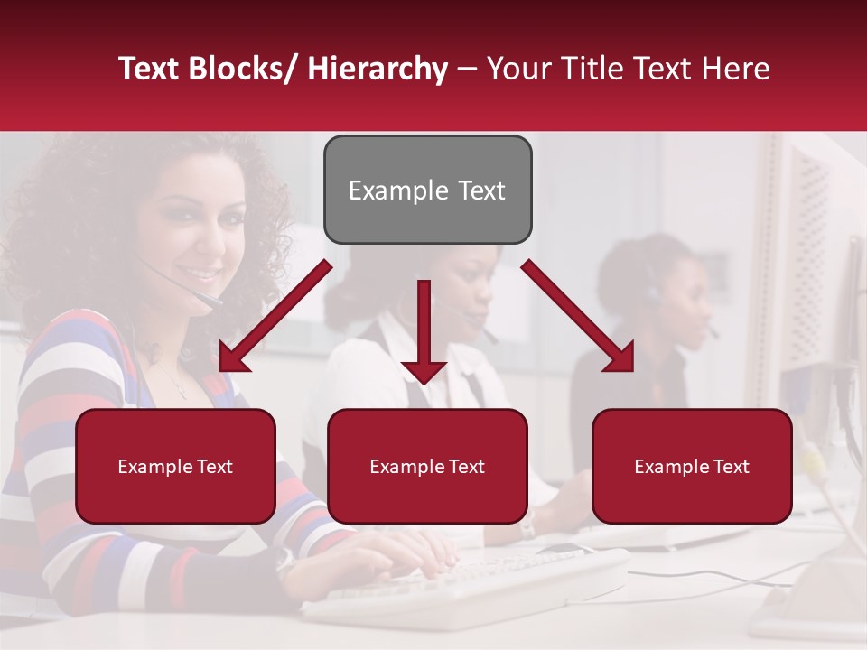 A Woman Sitting In Front Of A Computer With A Headset On PowerPoint Template