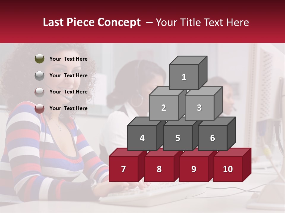 A Woman Sitting In Front Of A Computer With A Headset On PowerPoint Template