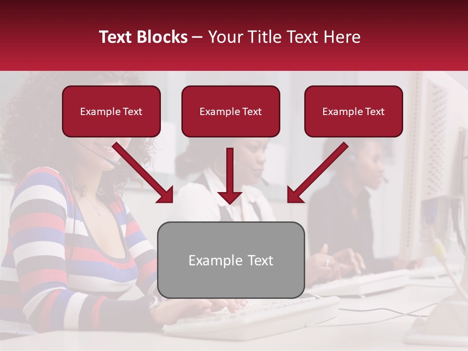 A Woman Sitting In Front Of A Computer With A Headset On PowerPoint Template