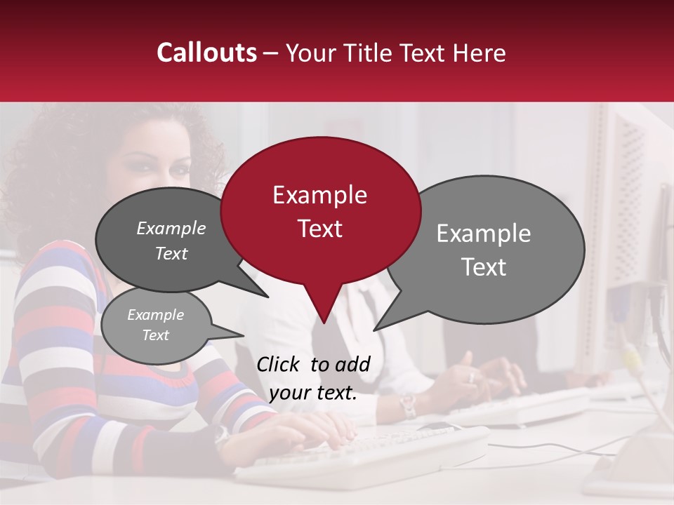 A Woman Sitting In Front Of A Computer With A Headset On PowerPoint Template