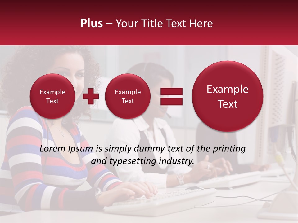 A Woman Sitting In Front Of A Computer With A Headset On PowerPoint Template