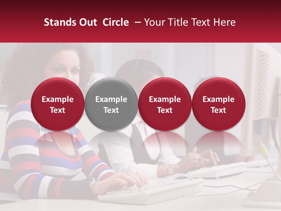 A Woman Sitting In Front Of A Computer With A Headset On PowerPoint Template