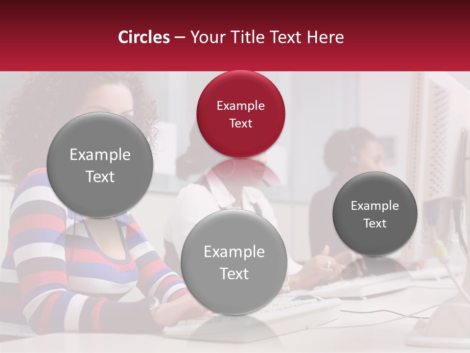 A Woman Sitting In Front Of A Computer With A Headset On PowerPoint Template