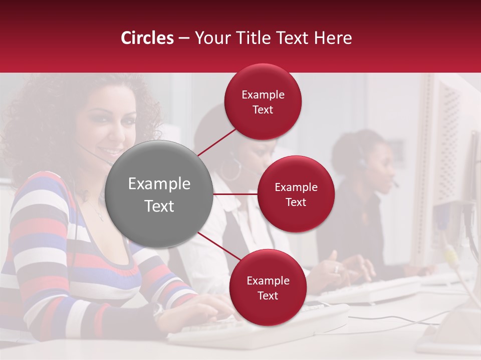 A Woman Sitting In Front Of A Computer With A Headset On PowerPoint Template