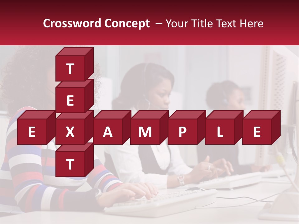 A Woman Sitting In Front Of A Computer With A Headset On PowerPoint Template