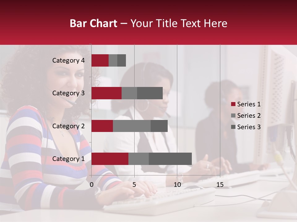 A Woman Sitting In Front Of A Computer With A Headset On PowerPoint Template
