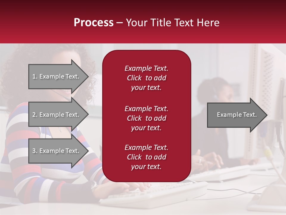 A Woman Sitting In Front Of A Computer With A Headset On PowerPoint Template