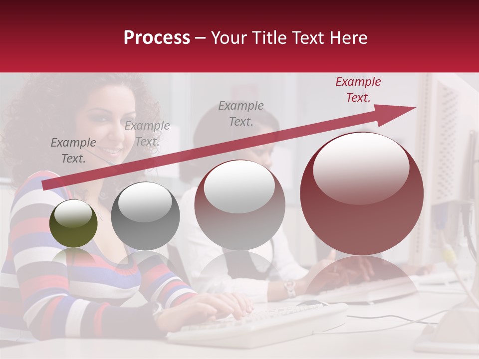 A Woman Sitting In Front Of A Computer With A Headset On PowerPoint Template