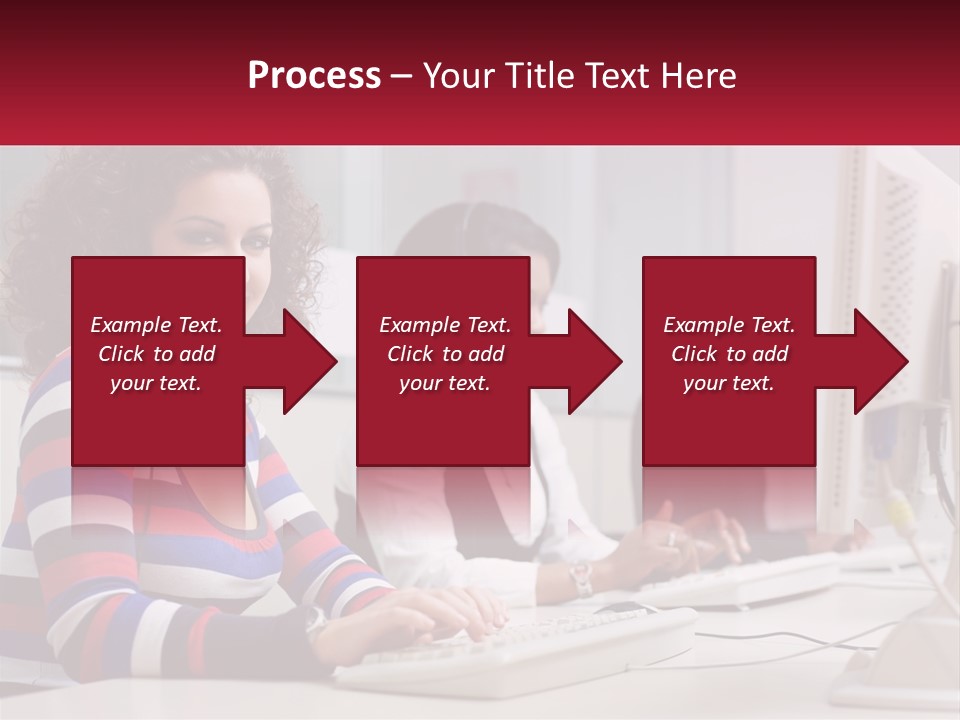 A Woman Sitting In Front Of A Computer With A Headset On PowerPoint Template