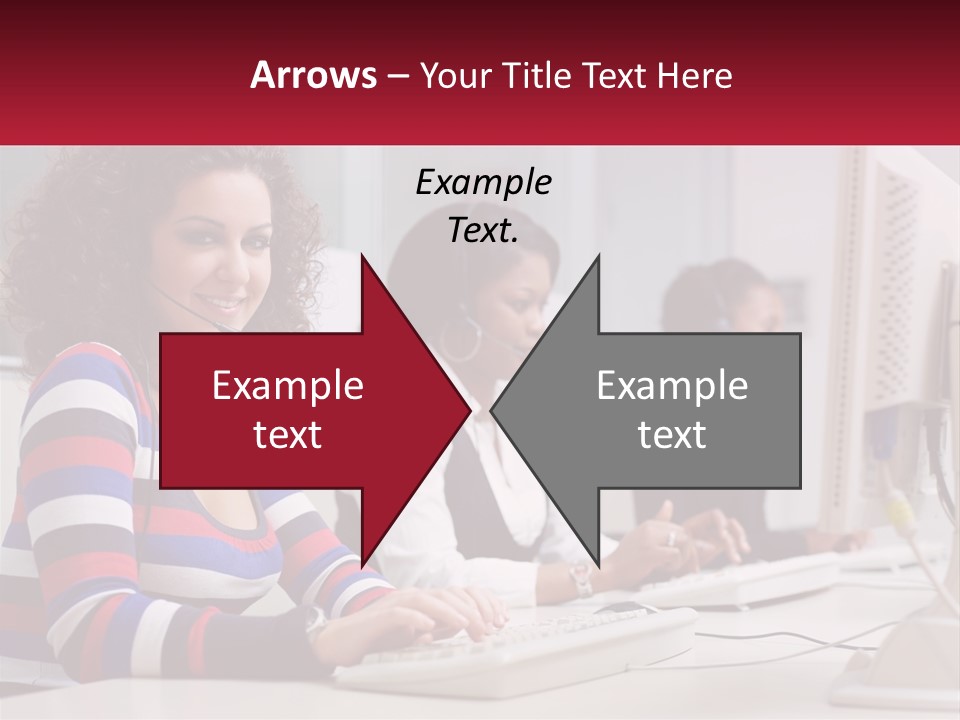 A Woman Sitting In Front Of A Computer With A Headset On PowerPoint Template