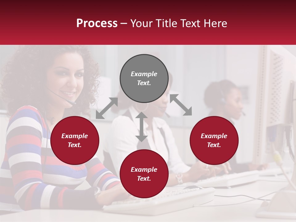 A Woman Sitting In Front Of A Computer With A Headset On PowerPoint Template