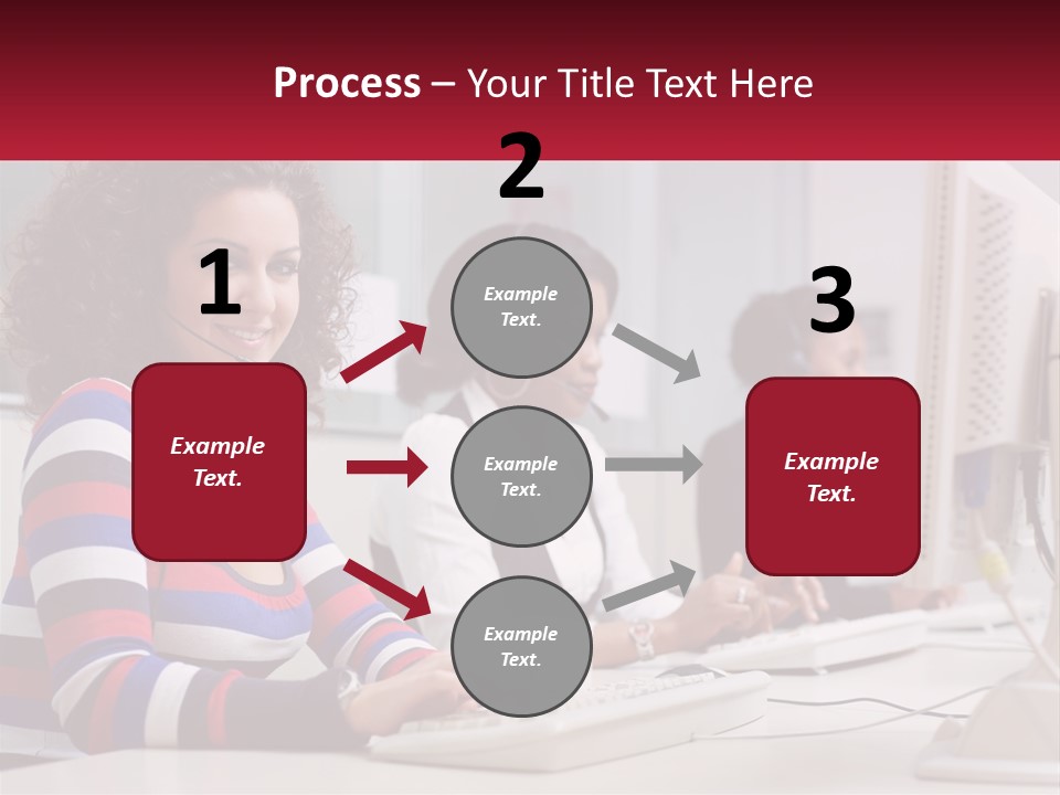 A Woman Sitting In Front Of A Computer With A Headset On PowerPoint Template