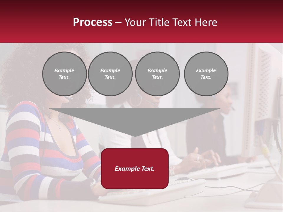 A Woman Sitting In Front Of A Computer With A Headset On PowerPoint Template