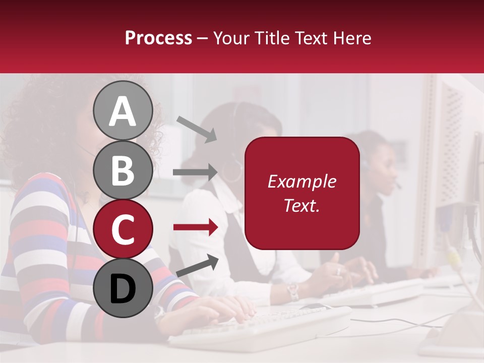 A Woman Sitting In Front Of A Computer With A Headset On PowerPoint Template