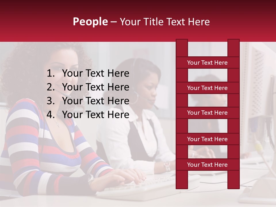 A Woman Sitting In Front Of A Computer With A Headset On PowerPoint Template