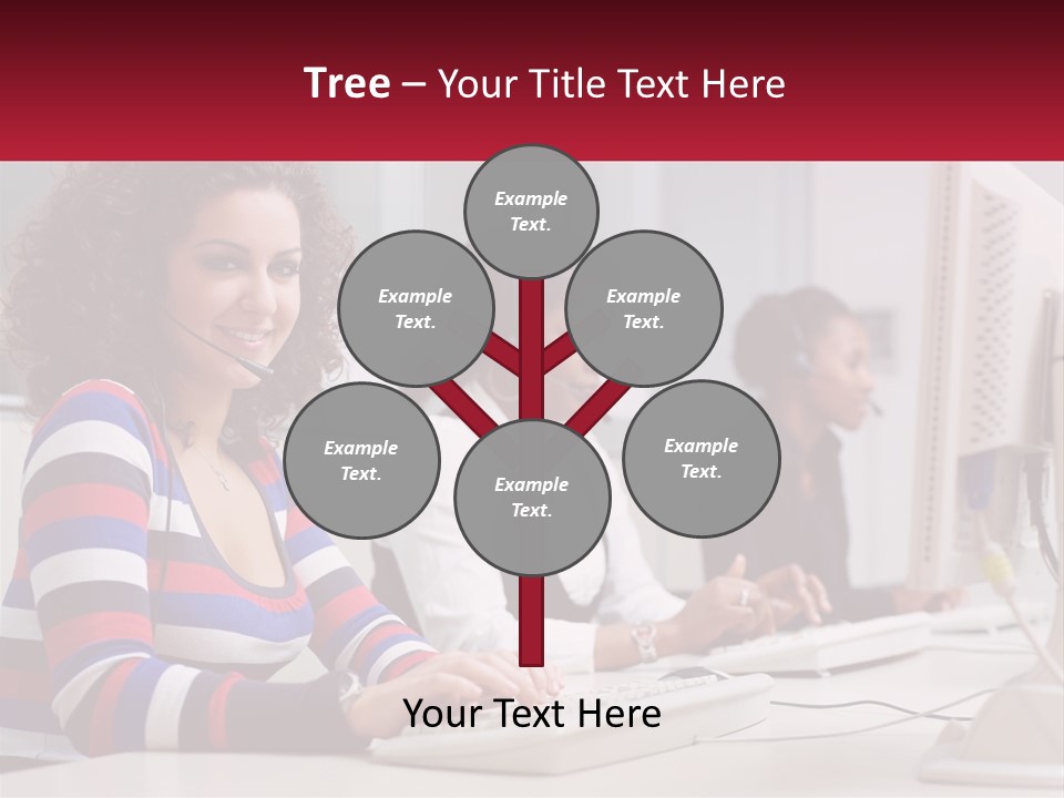 A Woman Sitting In Front Of A Computer With A Headset On PowerPoint Template