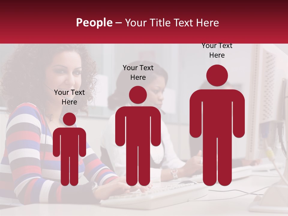 A Woman Sitting In Front Of A Computer With A Headset On PowerPoint Template