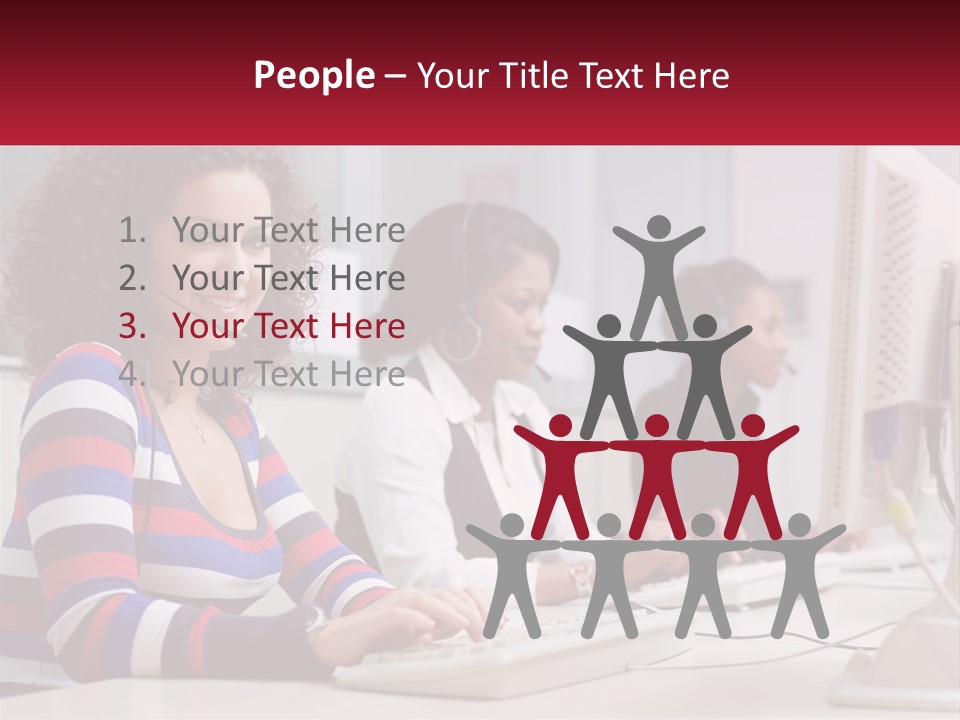 A Woman Sitting In Front Of A Computer With A Headset On PowerPoint Template