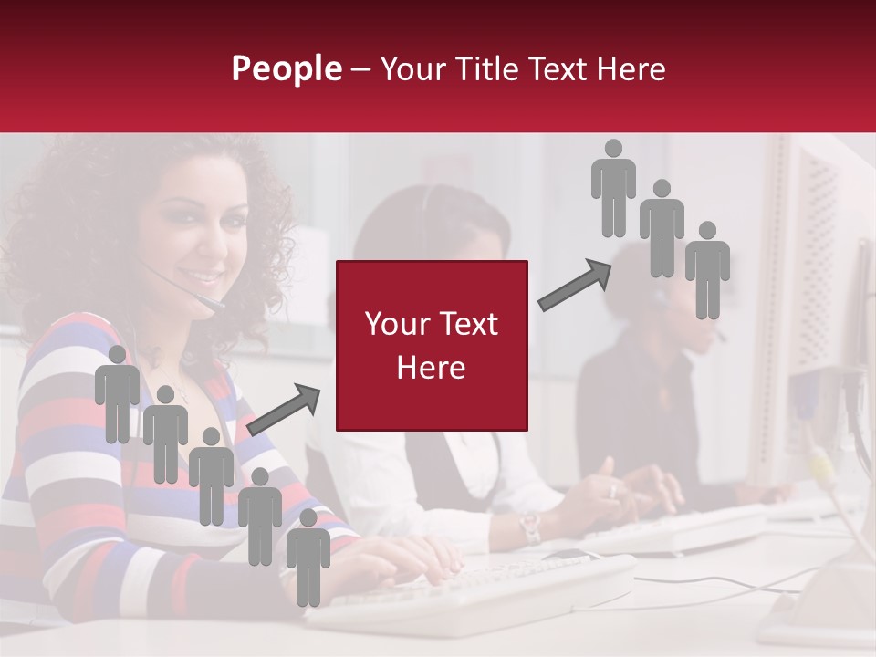 A Woman Sitting In Front Of A Computer With A Headset On PowerPoint Template