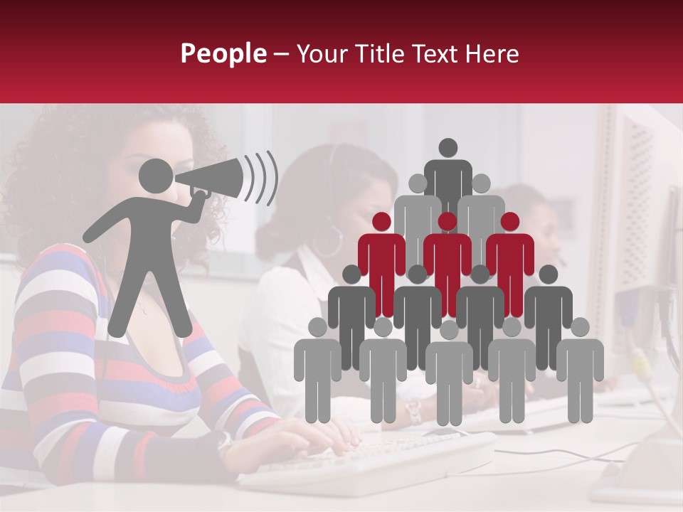 A Woman Sitting In Front Of A Computer With A Headset On PowerPoint Template