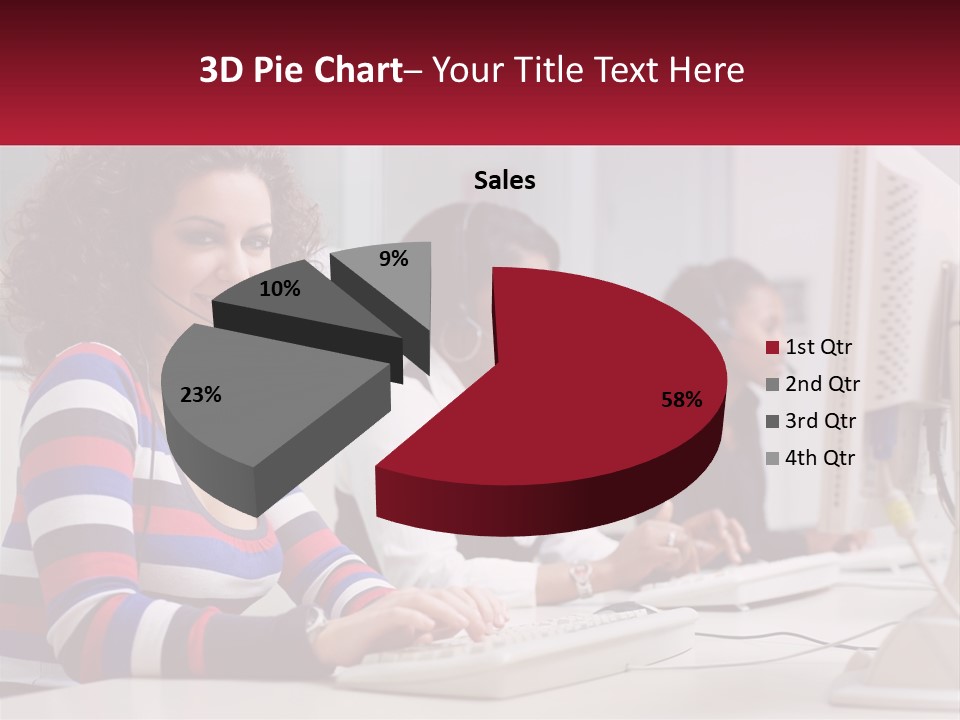 A Woman Sitting In Front Of A Computer With A Headset On PowerPoint Template